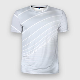 Мужская футболка 3D Slim с принтом Серый фон и белые линии , 100% полиэстер с улучшенными характеристиками | приталенный силуэт, круглая горловина, широкие плечи, сужается к линии бедра | 