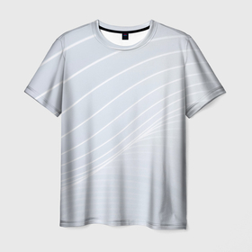 Мужская футболка 3D с принтом Серый фон и белые линии в Петрозаводске, 100% полиэфир | прямой крой, круглый вырез горловины, длина до линии бедер | Тематика изображения на принте: 