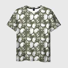 Мужская футболка 3D с принтом Череп гранж , 100% полиэфир | прямой крой, круглый вырез горловины, длина до линии бедер | 