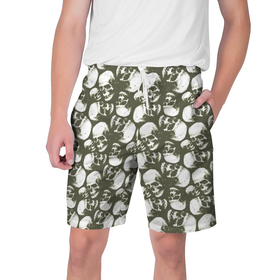 Мужские шорты 3D с принтом Череп гранж в Тюмени,  полиэстер 100% | прямой крой, два кармана без застежек по бокам. Мягкая трикотажная резинка на поясе, внутри которой широкие завязки. Длина чуть выше колен | 