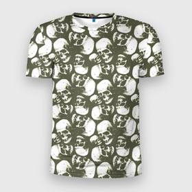 Мужская футболка 3D Slim Череп гранж: в Ухте, 100% полиэстер с улучшенными характеристиками | приталенный силуэт, круглая горловина, широкие плечи, сужается к линии бедра |