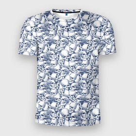 Мужская футболка 3D Slim с принтом Череп с трещиной в Петрозаводске, 100% полиэстер с улучшенными характеристиками | приталенный силуэт, круглая горловина, широкие плечи, сужается к линии бедра | 