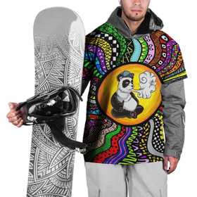 Накидка на куртку 3D с принтом Психоделическая панда и вейп в Петрозаводске, 100% полиэстер |  | 