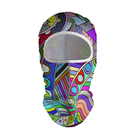 Балаклава 3D с принтом Детский красочный узор в Екатеринбурге, 100% полиэстер, ткань с особыми свойствами — Activecool | плотность 150–180 г/м2; хорошо тянется, но при этом сохраняет форму. Закрывает шею, вокруг отверстия для глаз кайма. Единый размер | 
