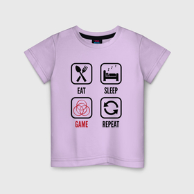 Детская футболка хлопок с принтом Eat   sleep   Elden Ring   repeat в Кировске, 100% хлопок | круглый вырез горловины, полуприлегающий силуэт, длина до линии бедер | Тематика изображения на принте: 