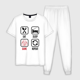 Мужская пижама хлопок с принтом Eat   sleep   Elden Ring   repeat в Тюмени, 100% хлопок | брюки и футболка прямого кроя, без карманов, на брюках мягкая резинка на поясе и по низу штанин
 | 
