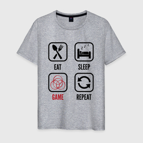 Мужская футболка хлопок с принтом Eat   sleep   Elden Ring   repeat в Тюмени, 100% хлопок | прямой крой, круглый вырез горловины, длина до линии бедер, слегка спущенное плечо. | 