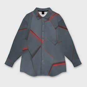 Мужская рубашка oversize 3D с принтом Геометрический узор треснутого асфальта ,  |  | 