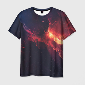 Мужская футболка 3D с принтом Красивая космическая туманность в Кировске, 100% полиэфир | прямой крой, круглый вырез горловины, длина до линии бедер | 