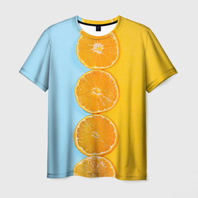 Мужская футболка 3D с принтом Круглые апельсинки в Петрозаводске, 100% полиэфир | прямой крой, круглый вырез горловины, длина до линии бедер | 