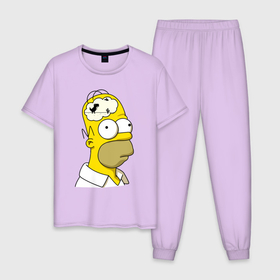 Мужская пижама хлопок с принтом Гомер Симпсон   нет подключения к интернету в Петрозаводске, 100% хлопок | брюки и футболка прямого кроя, без карманов, на брюках мягкая резинка на поясе и по низу штанин
 | 