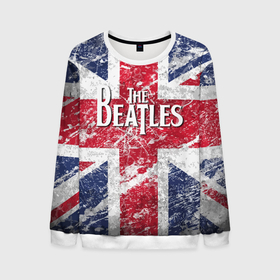 Мужской свитшот 3D с принтом The Beatles   лого на фоне флага Великобритании в Курске, 100% полиэстер с мягким внутренним слоем | круглый вырез горловины, мягкая резинка на манжетах и поясе, свободная посадка по фигуре | 