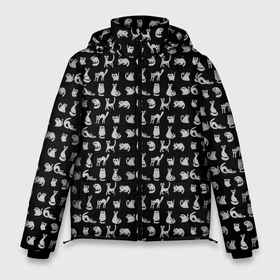 Мужская зимняя куртка 3D с принтом Котики паттерн в Петрозаводске, верх — 100% полиэстер; подкладка — 100% полиэстер; утеплитель — 100% полиэстер | длина ниже бедра, свободный силуэт Оверсайз. Есть воротник-стойка, отстегивающийся капюшон и ветрозащитная планка. 

Боковые карманы с листочкой на кнопках и внутренний карман на молнии. | Тематика изображения на принте: 