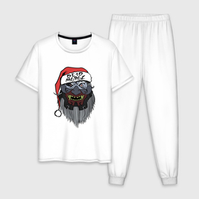 Мужская пижама хлопок с принтом Dead Moroz в Санкт-Петербурге, 100% хлопок | брюки и футболка прямого кроя, без карманов, на брюках мягкая резинка на поясе и по низу штанин
 | Тематика изображения на принте: 