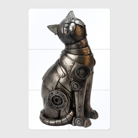 Магнитный плакат 2Х3 с принтом Металлическая статуэтка кошки в Тюмени, Полимерный материал с магнитным слоем | 6 деталей размером 9*9 см | Тематика изображения на принте: 