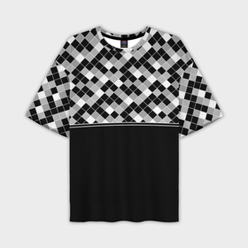 Мужская футболка oversize 3D с принтом Черно белый  геометрический узор ,  |  | 