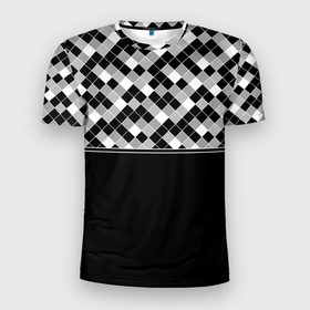 Мужская футболка 3D Slim с принтом Черно белый  геометрический узор в Новосибирске, 100% полиэстер с улучшенными характеристиками | приталенный силуэт, круглая горловина, широкие плечи, сужается к линии бедра | 