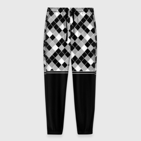 Мужские брюки 3D с принтом Черно белый  геометрический узор в Санкт-Петербурге, 100% полиэстер | манжеты по низу, эластичный пояс регулируется шнурком, по бокам два кармана без застежек, внутренняя часть кармана из мелкой сетки | Тематика изображения на принте: 