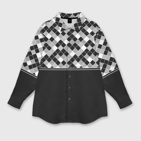 Мужская рубашка oversize 3D с принтом Черно белый  геометрический узор в Екатеринбурге,  |  | 