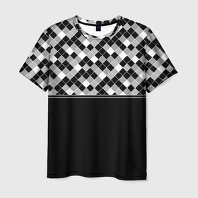 Мужская футболка 3D с принтом Черно белый  геометрический узор в Белгороде, 100% полиэфир | прямой крой, круглый вырез горловины, длина до линии бедер | 