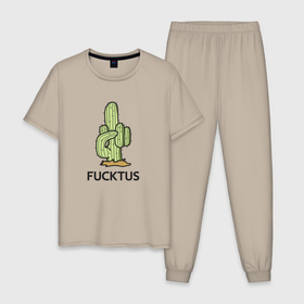Мужская пижама хлопок с принтом Fucktus грубый кактус в Курске, 100% хлопок | брюки и футболка прямого кроя, без карманов, на брюках мягкая резинка на поясе и по низу штанин
 | 