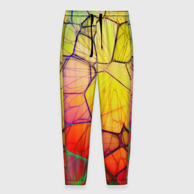 Мужские брюки 3D с принтом Абстрактные цветные фигуры в Тюмени, 100% полиэстер | манжеты по низу, эластичный пояс регулируется шнурком, по бокам два кармана без застежек, внутренняя часть кармана из мелкой сетки | 