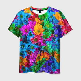 Мужская футболка 3D с принтом Тысяча цветов в Кировске, 100% полиэфир | прямой крой, круглый вырез горловины, длина до линии бедер | Тематика изображения на принте: 