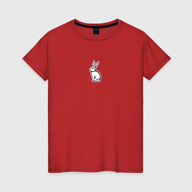 Женская футболка хлопок с принтом Кролик   Minimal Art , 100% хлопок | прямой крой, круглый вырез горловины, длина до линии бедер, слегка спущенное плечо | Тематика изображения на принте: 