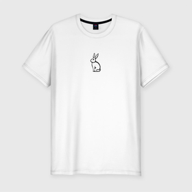 Мужская футболка хлопок Slim с принтом Кролик   Minimal Art в Екатеринбурге, 92% хлопок, 8% лайкра | приталенный силуэт, круглый вырез ворота, длина до линии бедра, короткий рукав | Тематика изображения на принте: 