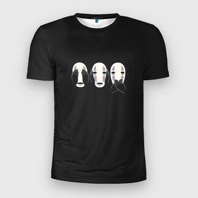 Мужская футболка 3D Slim с принтом Каонаси Безликий в Санкт-Петербурге, 100% полиэстер с улучшенными характеристиками | приталенный силуэт, круглая горловина, широкие плечи, сужается к линии бедра | 