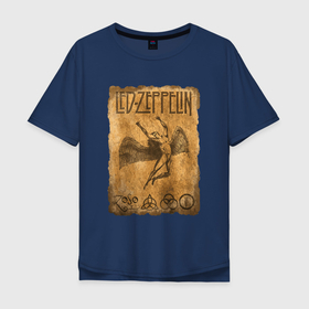 Мужская футболка хлопок Oversize с принтом Led zeppelin swan song logo в Курске, 100% хлопок | свободный крой, круглый ворот, “спинка” длиннее передней части | Тематика изображения на принте: 