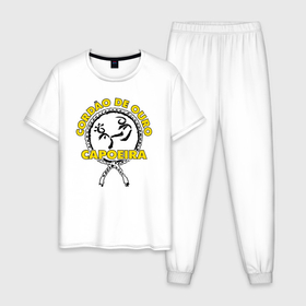 Мужская пижама хлопок с принтом Capoeira Cordao de ouro в Белгороде, 100% хлопок | брюки и футболка прямого кроя, без карманов, на брюках мягкая резинка на поясе и по низу штанин
 | Тематика изображения на принте: 
