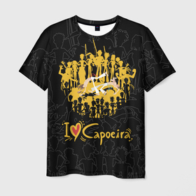 Мужская футболка 3D с принтом I love Capoeira Heart , 100% полиэфир | прямой крой, круглый вырез горловины, длина до линии бедер | 