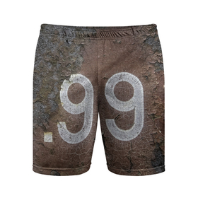 Мужские шорты спортивные с принтом Номер 99 на ржавом металле в Тюмени,  |  | 