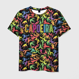 Мужская футболка 3D с принтом Capoeira colorful mens , 100% полиэфир | прямой крой, круглый вырез горловины, длина до линии бедер | Тематика изображения на принте: 