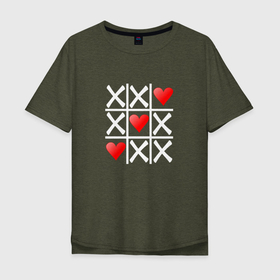 Мужская футболка хлопок Oversize с принтом Крестики   нолики любовь в Новосибирске, 100% хлопок | свободный крой, круглый ворот, “спинка” длиннее передней части | Тематика изображения на принте: 