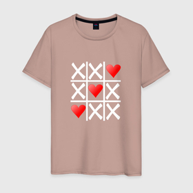 Мужская футболка хлопок с принтом Крестики   нолики любовь в Курске, 100% хлопок | прямой крой, круглый вырез горловины, длина до линии бедер, слегка спущенное плечо. | 