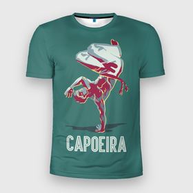 Мужская футболка 3D Slim с принтом Capoeira fighter в Петрозаводске, 100% полиэстер с улучшенными характеристиками | приталенный силуэт, круглая горловина, широкие плечи, сужается к линии бедра | Тематика изображения на принте: 