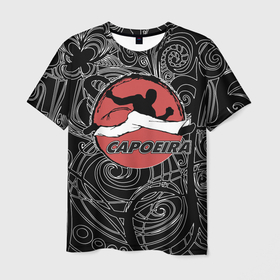 Мужская футболка 3D с принтом Capoeira fighter jump в Петрозаводске, 100% полиэфир | прямой крой, круглый вырез горловины, длина до линии бедер | Тематика изображения на принте: 