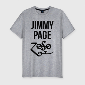 Мужская футболка хлопок Slim с принтом Jimmy Page   Led Zeppelin   legend в Курске, 92% хлопок, 8% лайкра | приталенный силуэт, круглый вырез ворота, длина до линии бедра, короткий рукав | 