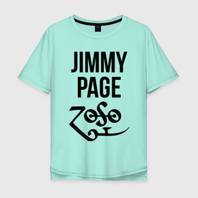 Мужская футболка хлопок Oversize с принтом Jimmy Page   Led Zeppelin   legend в Санкт-Петербурге, 100% хлопок | свободный крой, круглый ворот, “спинка” длиннее передней части | 