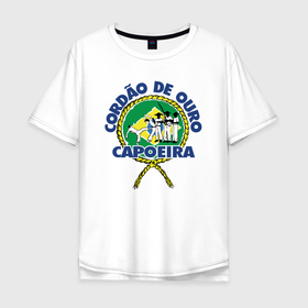 Мужская футболка хлопок Oversize с принтом Cordao de ouro Capoeira flag of Brazil в Тюмени, 100% хлопок | свободный крой, круглый ворот, “спинка” длиннее передней части | 