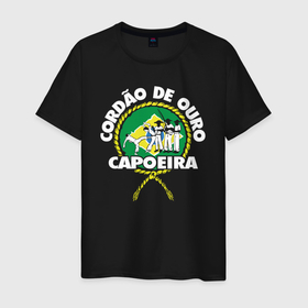 Мужская футболка хлопок с принтом Capoeira   Cordao de ouro flag of Brazil в Екатеринбурге, 100% хлопок | прямой крой, круглый вырез горловины, длина до линии бедер, слегка спущенное плечо. | 