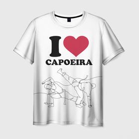 Мужская футболка 3D с принтом I love Capoeira Battle line graph , 100% полиэфир | прямой крой, круглый вырез горловины, длина до линии бедер | 