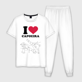 Мужская пижама хлопок с принтом I love Capoeira   Battle line graph в Новосибирске, 100% хлопок | брюки и футболка прямого кроя, без карманов, на брюках мягкая резинка на поясе и по низу штанин
 | 