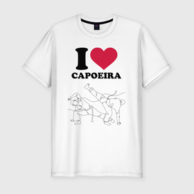 Мужская футболка хлопок Slim с принтом I love Capoeira   Battle line graph в Рязани, 92% хлопок, 8% лайкра | приталенный силуэт, круглый вырез ворота, длина до линии бедра, короткий рукав | Тематика изображения на принте: 