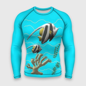 Мужской рашгард 3D с принтом подводный мир рыбки  кораллы ,  |  | 