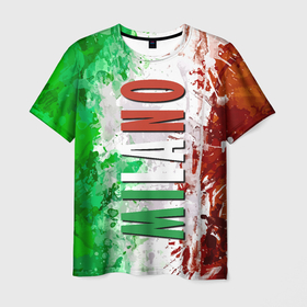 Мужская футболка 3D с принтом Флаг Италии   кляксы в Петрозаводске, 100% полиэфир | прямой крой, круглый вырез горловины, длина до линии бедер | 