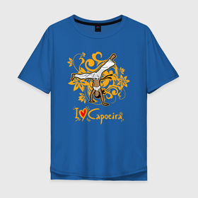 Мужская футболка хлопок Oversize с принтом I love Capoeira   fighter в Рязани, 100% хлопок | свободный крой, круглый ворот, “спинка” длиннее передней части | 