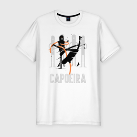 Мужская футболка хлопок Slim с принтом Capoeira contactless combat , 92% хлопок, 8% лайкра | приталенный силуэт, круглый вырез ворота, длина до линии бедра, короткий рукав | Тематика изображения на принте: 